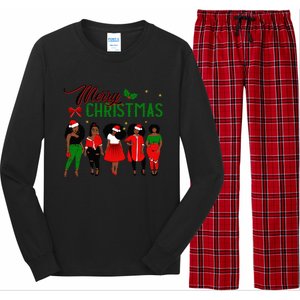 Black African American Santa Christmas Melanin Great Gift Long Sleeve Pajama Set