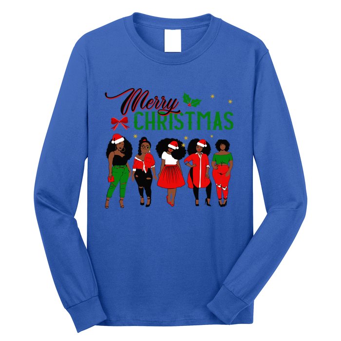 Black African American Santa Christmas Melanin Great Gift Long Sleeve Shirt