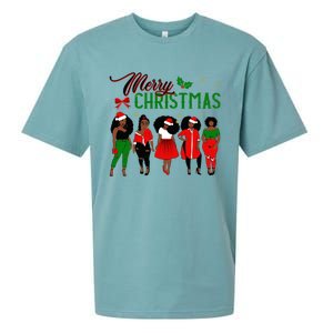 Black African American Santa Christmas Melanin Great Gift Sueded Cloud Jersey T-Shirt