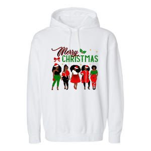 Black African American Santa Christmas Melanin Great Gift Garment-Dyed Fleece Hoodie