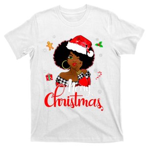 Black African  American Melanin Christmas Santa Hat Xmas T-Shirt