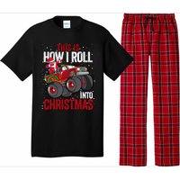 Black African American Santa Claus Monster Truck Christmas Pajama Set