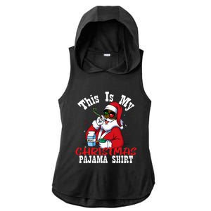 Black African American Santa Claus Christmas Pajamas 2023 Ladies PosiCharge Tri-Blend Wicking Draft Hoodie Tank