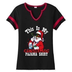 Black African American Santa Claus Christmas Pajamas 2023 Ladies Halftime Notch Neck Tee