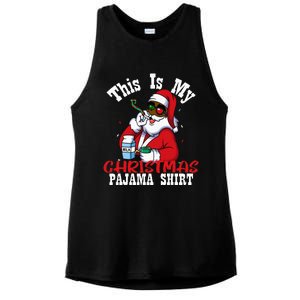 Black African American Santa Claus Christmas Pajamas 2023 Ladies PosiCharge Tri-Blend Wicking Tank