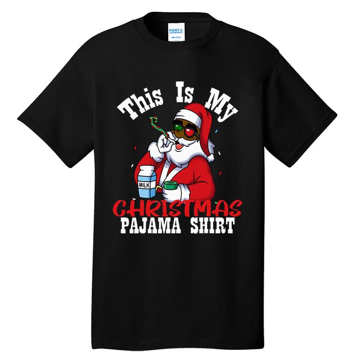 Black African American Santa Claus Christmas Pajamas 2023 Tall T-Shirt