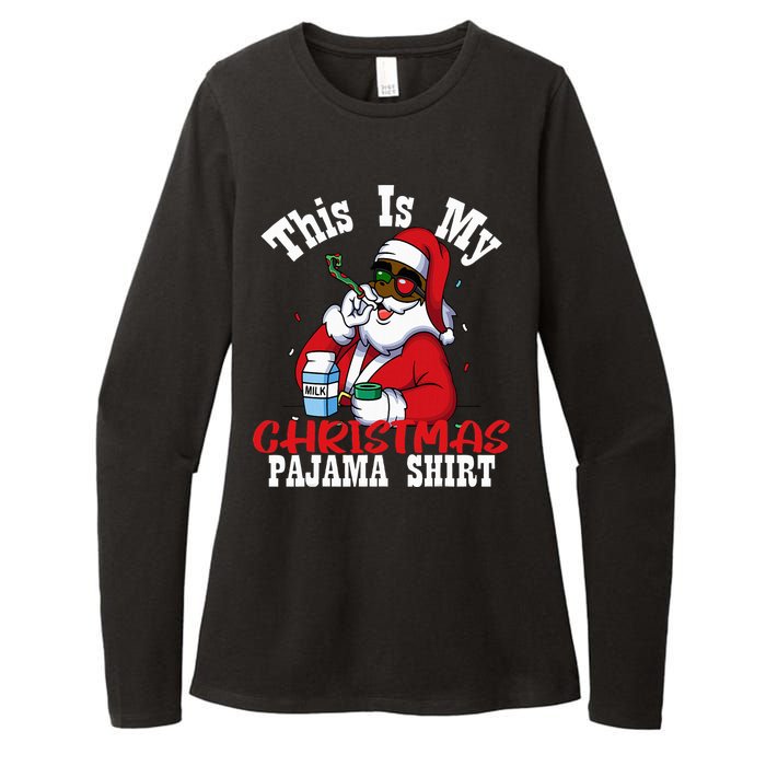 Black African American Santa Claus Christmas Pajamas 2023 Womens CVC Long Sleeve Shirt