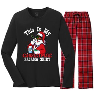 Black African American Santa Claus Christmas Pajamas 2023 Women's Long Sleeve Flannel Pajama Set 