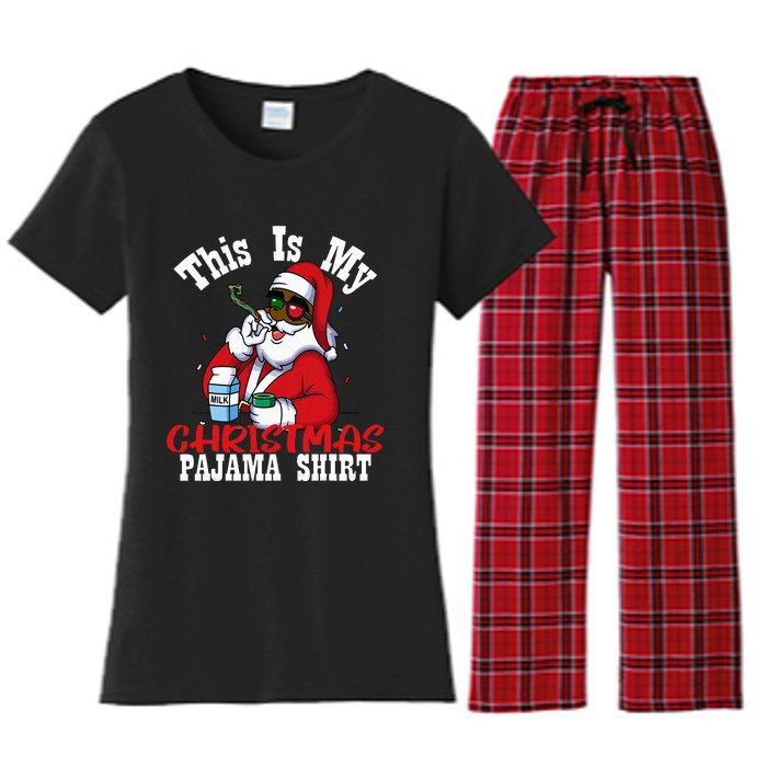 Black African American Santa Claus Christmas Pajamas 2023 Women's Flannel Pajama Set