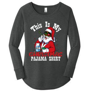 Black African American Santa Claus Christmas Pajamas 2023 Women's Perfect Tri Tunic Long Sleeve Shirt