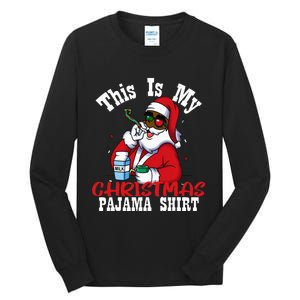 Black African American Santa Claus Christmas Pajamas 2023 Tall Long Sleeve T-Shirt