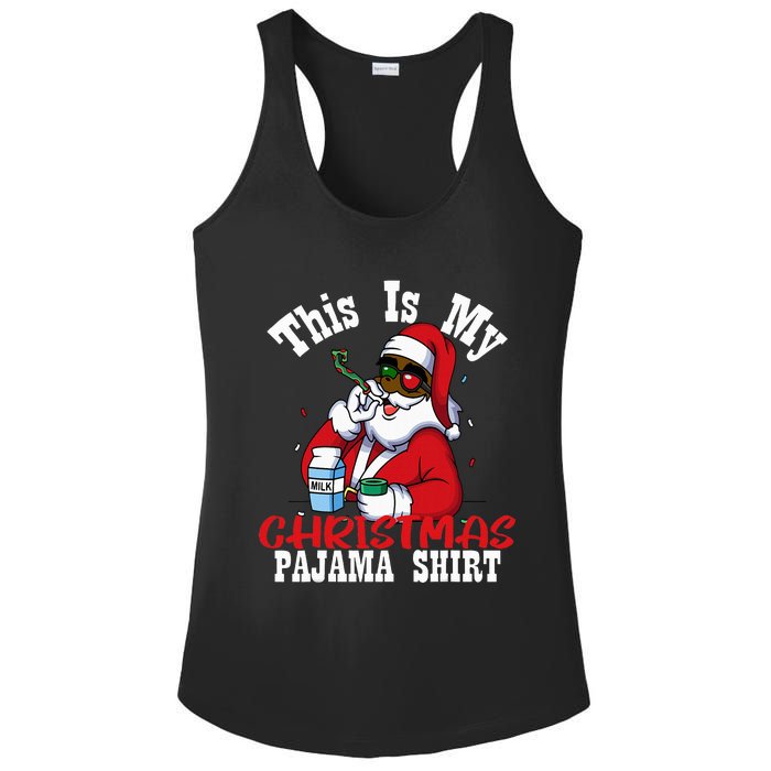 Black African American Santa Claus Christmas Pajamas 2023 Ladies PosiCharge Competitor Racerback Tank