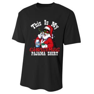 Black African American Santa Claus Christmas Pajamas 2023 Performance Sprint T-Shirt