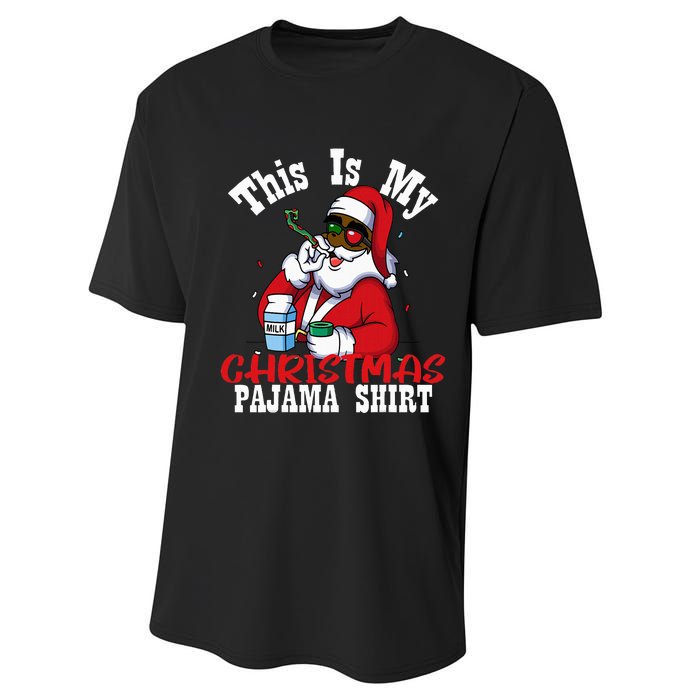 Black African American Santa Claus Christmas Pajamas 2023 Performance Sprint T-Shirt