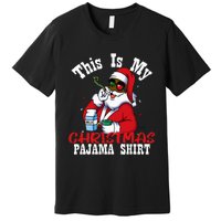 Black African American Santa Claus Christmas Pajamas 2023 Premium T-Shirt