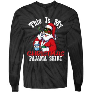 Black African American Santa Claus Christmas Pajamas 2023 Tie-Dye Long Sleeve Shirt