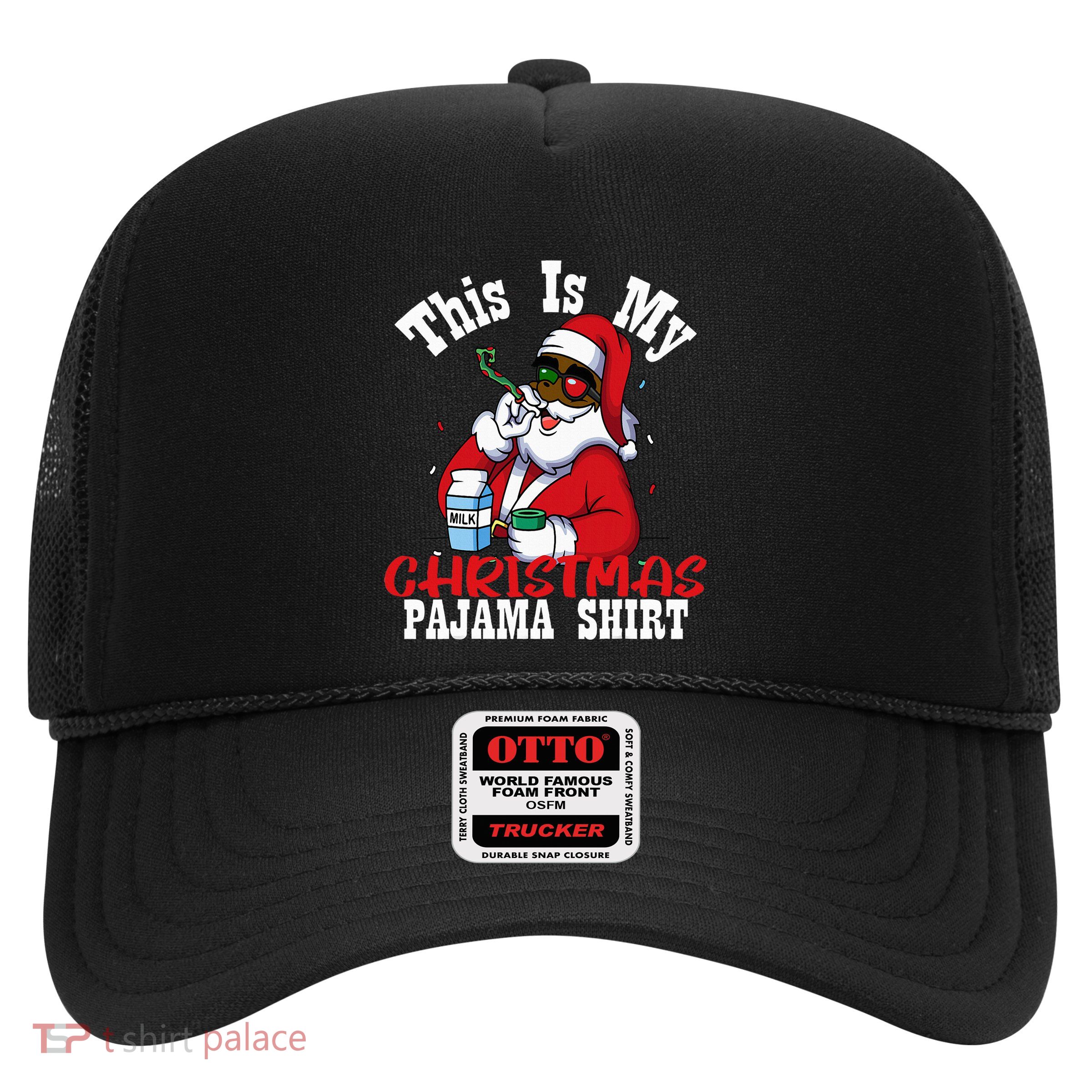 Black African American Santa Claus Christmas Pajamas 2023 Trucker Hat