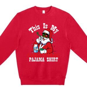 Black African American Santa Claus Christmas Pajamas 2023 Premium Crewneck Sweatshirt