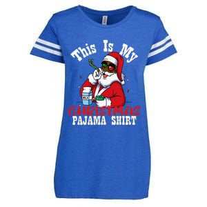 Black African American Santa Claus Christmas Pajamas 2023 Enza Ladies Jersey Football T-Shirt