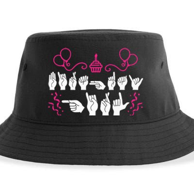 Birthday ASL American Sign Language Sustainable Bucket Hat