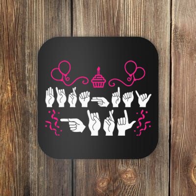 Birthday ASL American Sign Language Coaster