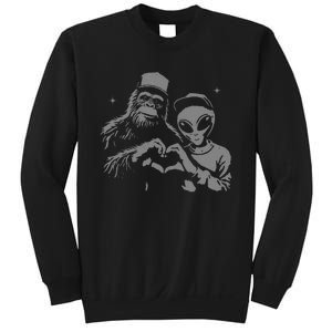 Bigfoot And Alien Sasquatch Love Hand Sign Gift Sweatshirt