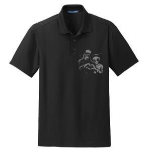 Bigfoot And Alien Sasquatch Love Hand Sign Gift Dry Zone Grid Polo