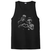 Bigfoot And Alien Sasquatch Love Hand Sign Gift PosiCharge Competitor Tank