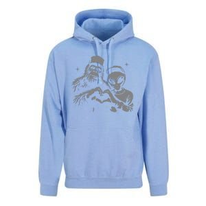 Bigfoot And Alien Sasquatch Love Hand Sign Gift Unisex Surf Hoodie