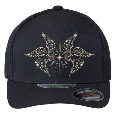 Biblically Accurate Archangel Wings Star Emo Alt Goth Flexfit Unipanel Trucker Cap