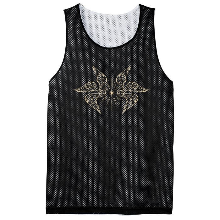 Biblically Accurate Archangel Wings Star Emo Alt Goth Mesh Reversible Basketball Jersey Tank