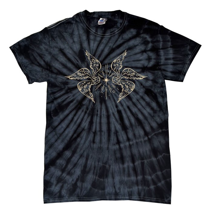 Biblically Accurate Archangel Wings Star Emo Alt Goth Tie-Dye T-Shirt