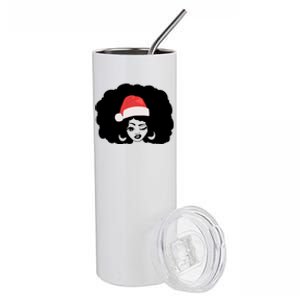 Black African American Mrs Claus Christmas Pajamas 2021 Xmas Gift Stainless Steel Tumbler