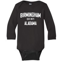 Birmingham Alabama Al Vintage Established Sports Baby Long Sleeve Bodysuit