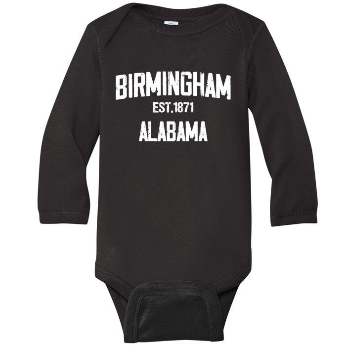 Birmingham Alabama Al Vintage Established Sports Baby Long Sleeve Bodysuit