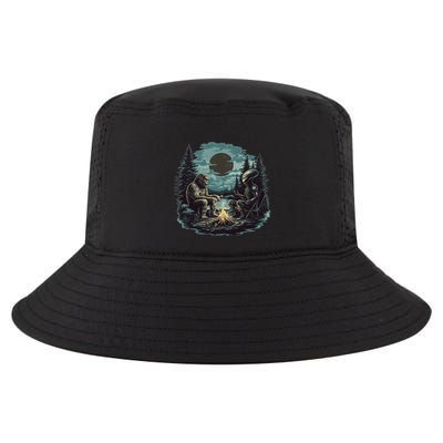 Bigfoot And Alien Camping Fire Cool Comfort Performance Bucket Hat