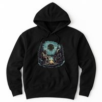 Bigfoot And Alien Camping Fire Hoodie