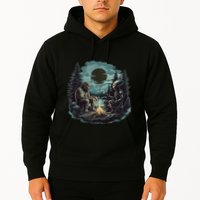 Bigfoot And Alien Camping Fire Hoodie