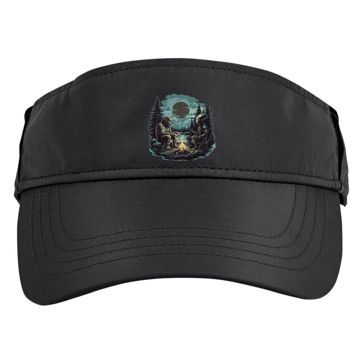 Bigfoot And Alien Camping Fire Adult Drive Performance Visor