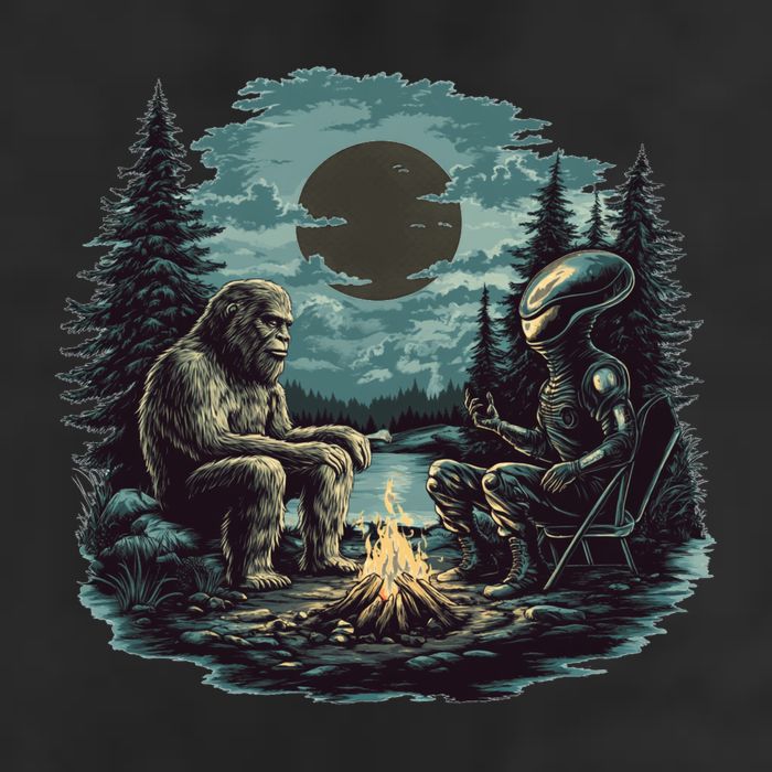 Bigfoot And Alien Camping Fire Adult Drive Performance Visor