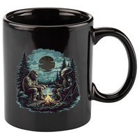 Bigfoot And Alien Camping Fire 11oz C Handle Ceramic Mug