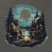 Bigfoot And Alien Camping Fire Cotton Canvas Backpack