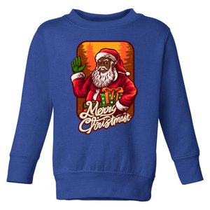 Black African American Santa Matching Christmas Pajamas Gift Toddler Sweatshirt