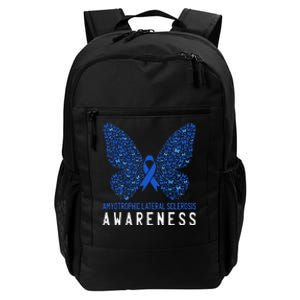 Butterfly ALS Awareness Month Blue Ribbon Support Squad Daily Commute Backpack