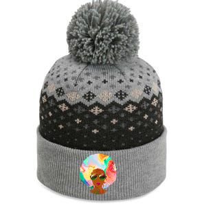 Beautiful African American Black Woman With Paint Swirl Afro The Baniff Cuffed Pom Beanie