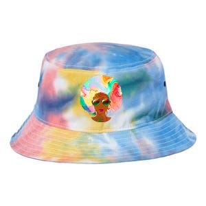 Beautiful African American Black Woman With Paint Swirl Afro Tie Dye Newport Bucket Hat