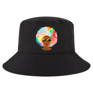 Beautiful African American Black Woman With Paint Swirl Afro Cool Comfort Performance Bucket Hat