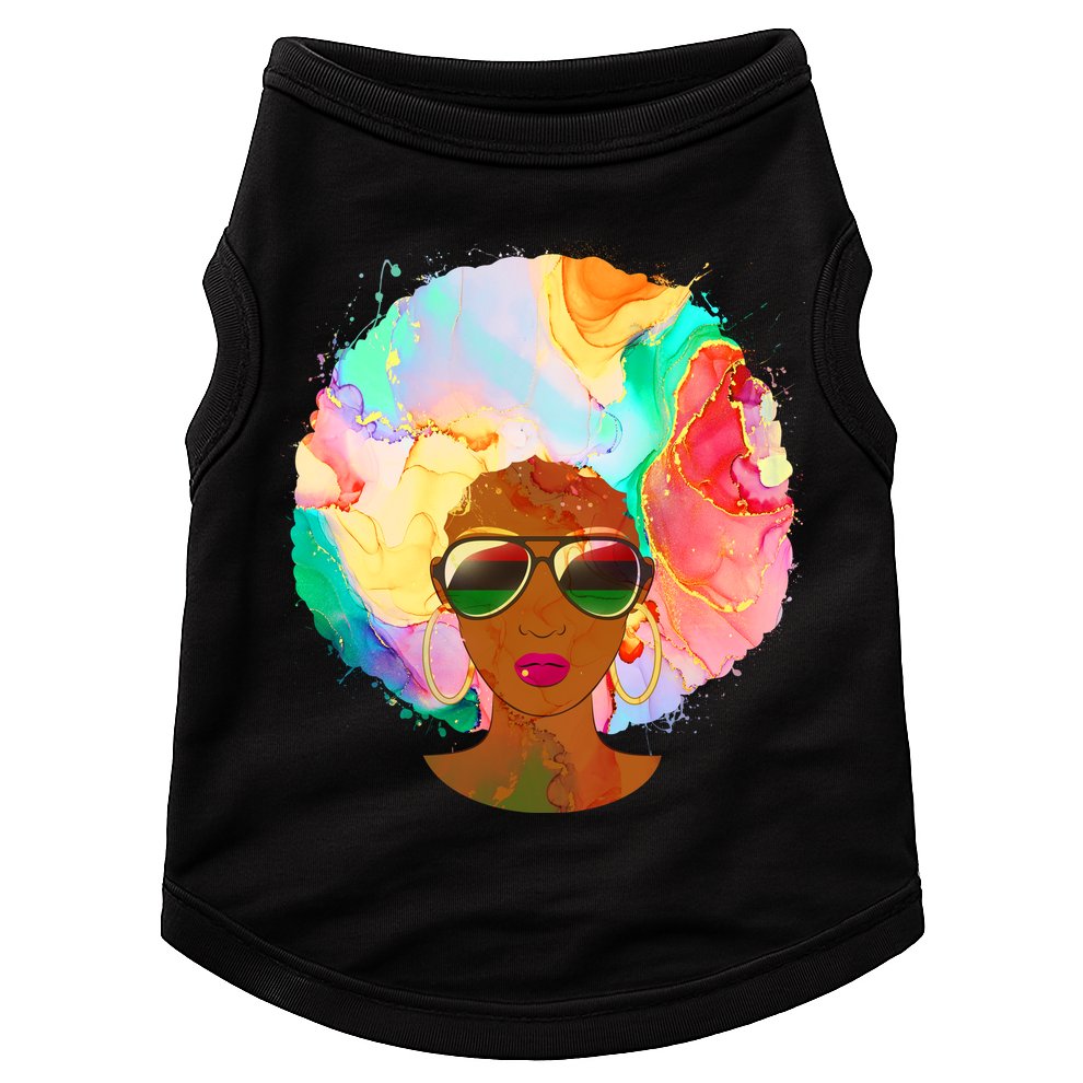 Beautiful African American Black Woman With Paint Swirl Afro Doggie Tank