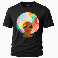 Beautiful African American Black Woman With Paint Swirl Afro Performance Shirt