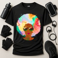 Beautiful African American Black Woman With Paint Swirl Afro Performance Shirt